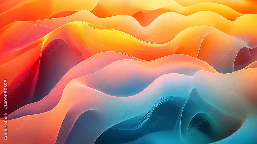 Obraz premium Vibrant, flowing abstract design with warm and cool tones.