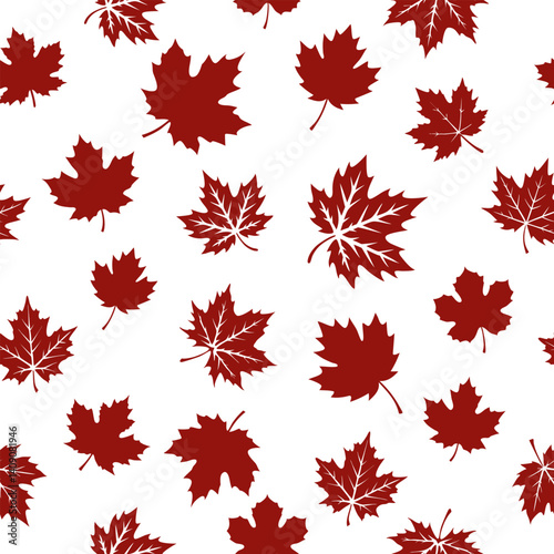 Seamless pattern showcasing red maple leaves