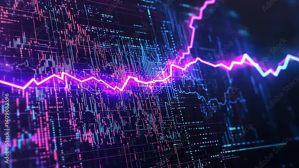 Abstract Digital Data Visualization with Colorful Trend Lines Abstract Digital Data Visualization with Colorful Trend Lines