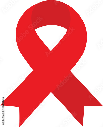 Red ribbon vector illustration is a symbol for aids awareness, supporting health and hope in the fight against this illness