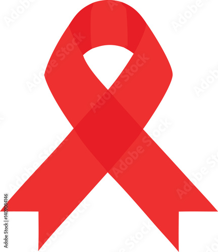 This isolated red ribbon is a symbol of aids awareness, support for hiv, and a sign of hope in the fight against this illness