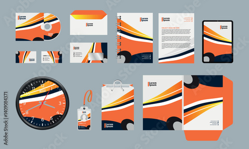 collection of professional stationery template for business presentation vector	