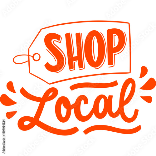 vector illustration of shop local text