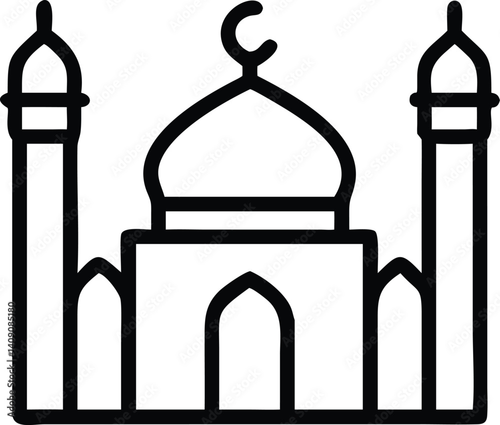 Outlined Mosque Vector Icon – Islamic Architecture Line Art for Ramadan, Eid, and Religious Designs Outlined Mosque Vector Icon – Islamic Architecture Line Art for Ramadan, Eid, and Religious Designs