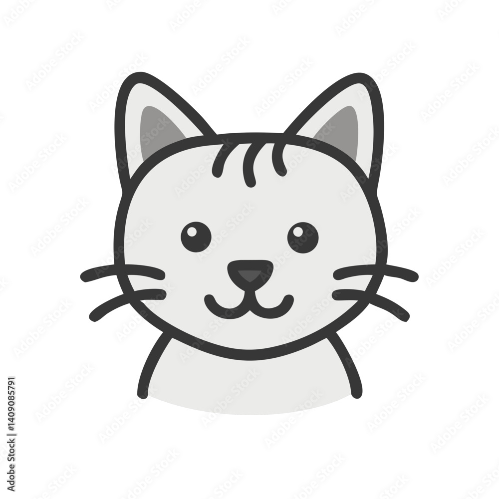 Basic Cat Outline Icon in Minimal Flat Style Basic Cat Outline Icon in Minimal Flat Style