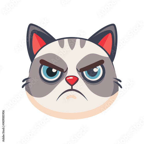 Grumpy Cat Meme Face Icon with Sad Expression