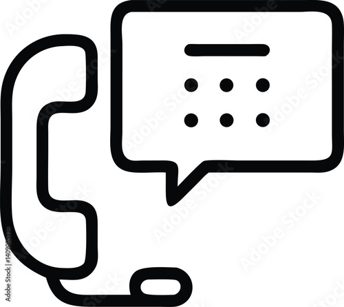 Phone Message Icon Black Outline Design with Transparent Background