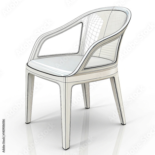 realistic 3d chair isolated on white background