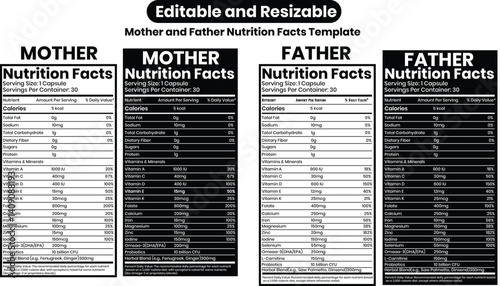 Mother Nutrition Facts and Father Nutrition Facts,  nutrition, food, facts, mother, father, health, supplement, information, label, diet, vitamins, 