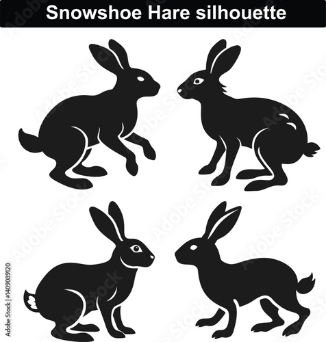 snowshoe hare Silhouette vector on white background 