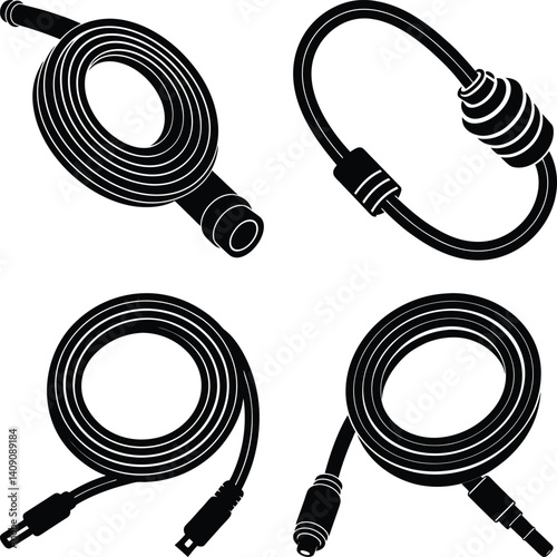 Coaxial Cable silhouette vector