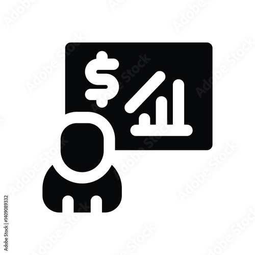 economist glyph icon. Strong and solid vector icon for websites, mobile interfaces, presentations, and visual branding. High quality and easy to edit.