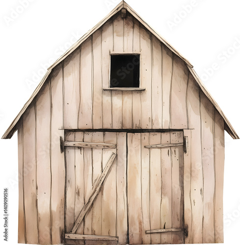 barn watercolor vintage on transparent background. symbol png AI-generated 