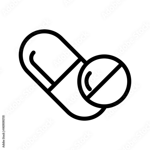 Pills and Tablets. Pharmacy pill. Linear style.