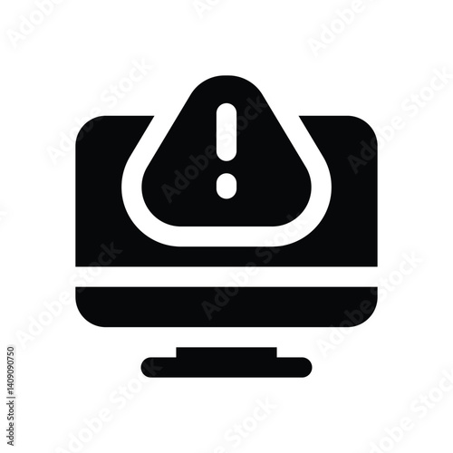 computer alert glyph icon. Strong and solid vector icon for websites, mobile interfaces, presentations, and visual branding. High quality and easy to edit.