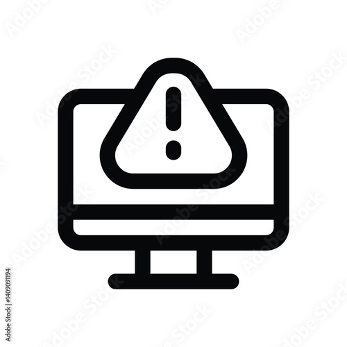 computer alert line icon. Clean and minimalist vector icon for websites, mobile apps, presentations, and logos. Fully scalable and customizable for any project.