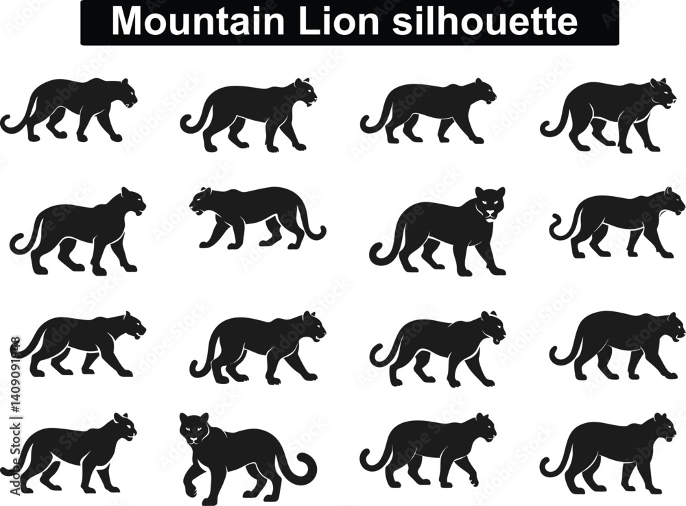 Obraz premium Mountain Lion Silhouette vector on white background 