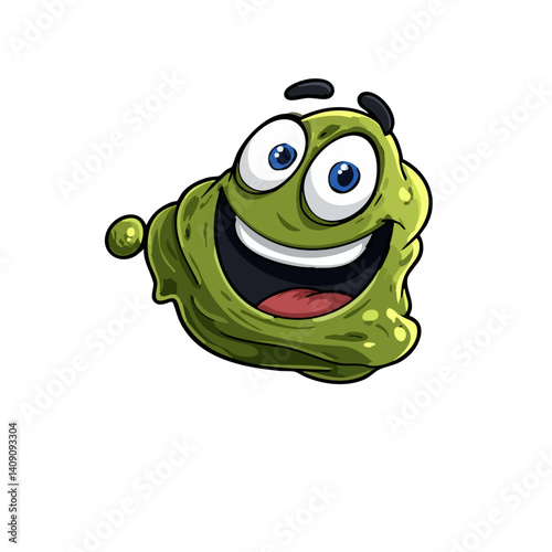 A playful vector illustration of silly slime with a wobbly body and goofy facial features