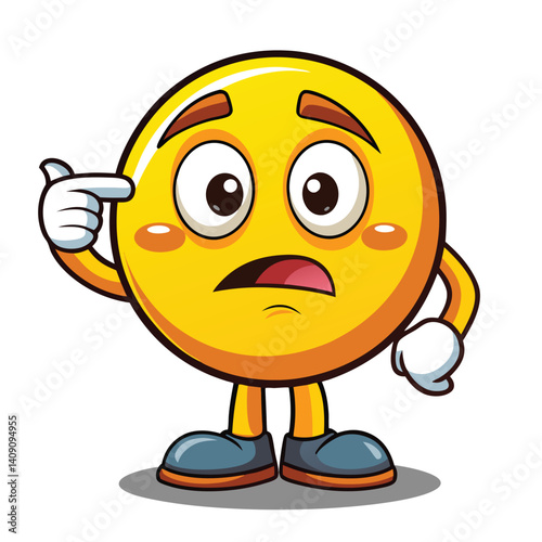Confused emoji character pointing