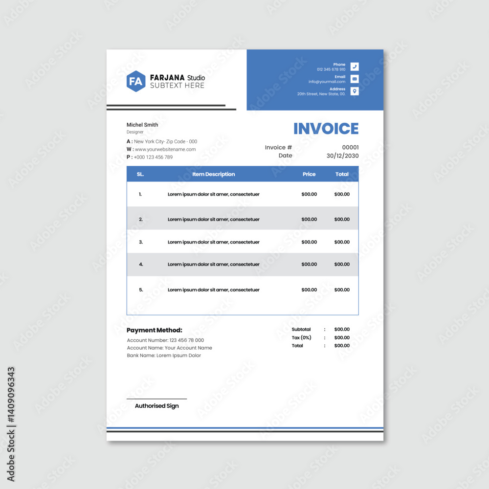 Business and Unique invoice template Business and Unique invoice template