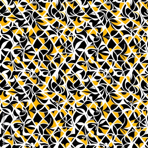 A black and yellow abstract pattern with triangles.