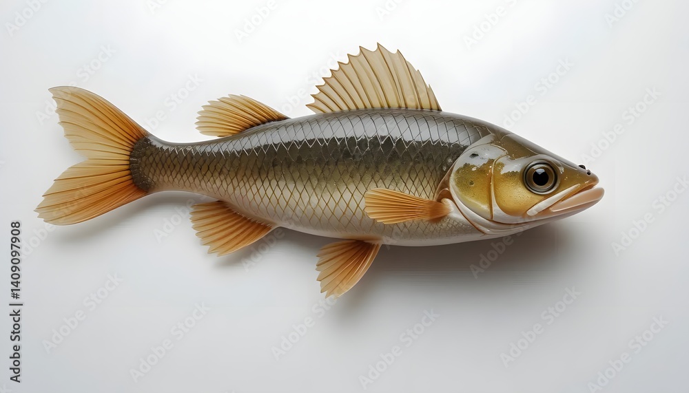Detailed Fish Sculpture: A Realistic, Elegant Perch in Still Life Detailed Fish Sculpture: A Realistic, Elegant Perch in Still Life
