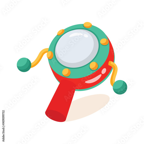 An editable 3d style icon depicting rattle drum