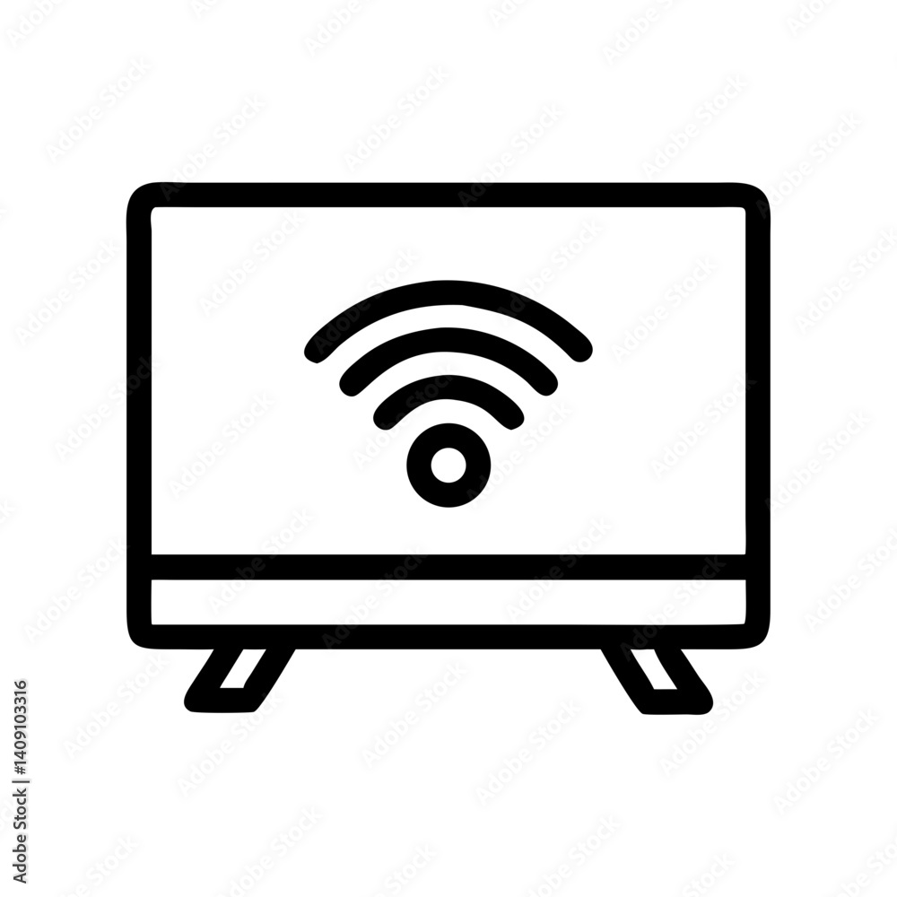 Smart TV with Wi-Fi Signal Icon Design Smart TV with Wi-Fi Signal Icon Design