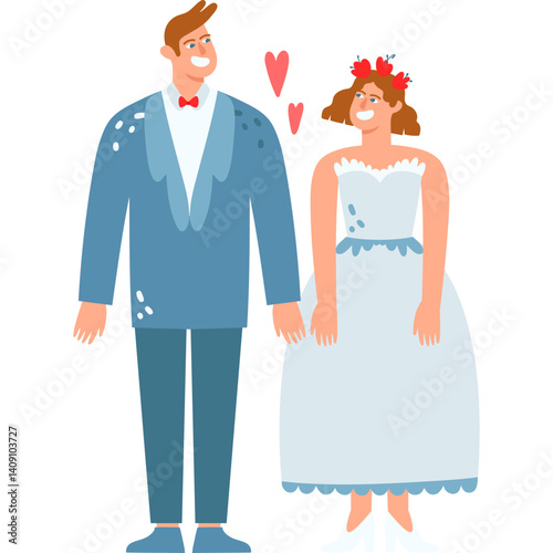 vector illustration of a newly wed couple