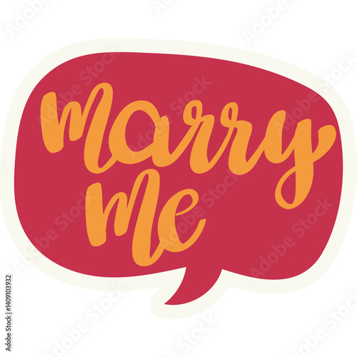 vector illustration of marry me text in message icon