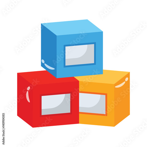 A well designed 3d style icon showing kids blocks