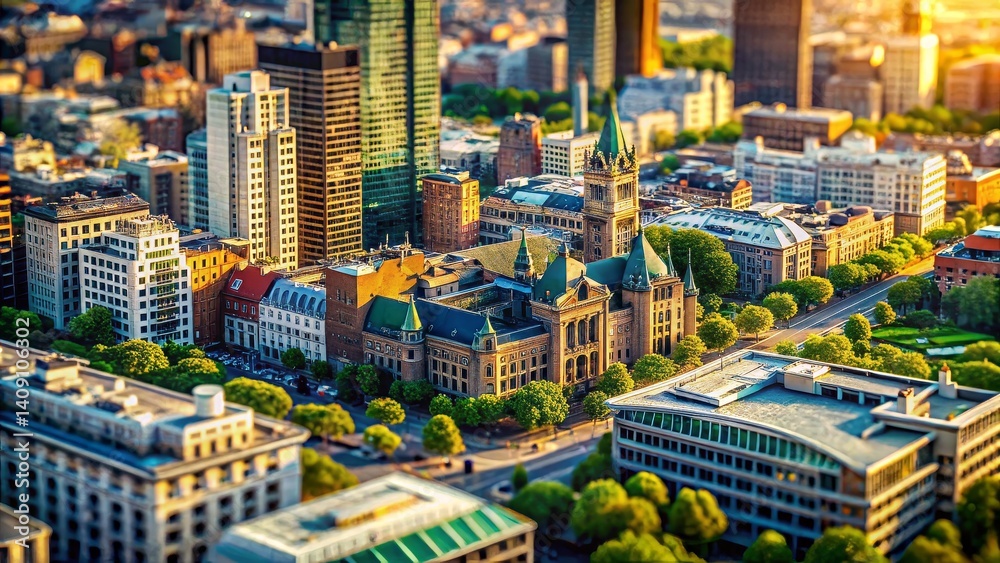 Fototapeta premium Cityscape with Historic and Modern Architecture