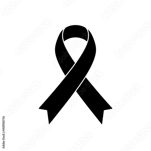 Black awareness ribbon icon on white background