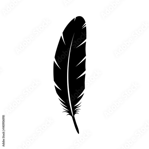 Feather icon in elegant black silhouette style