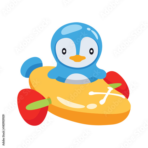 Kids penguin plane icon designed in 3d style