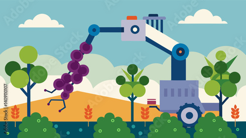 Precise and efficient these robotic pruners have the capability to customize pruning techniques for different g varieties ensuring optimal results.. Vector illustration