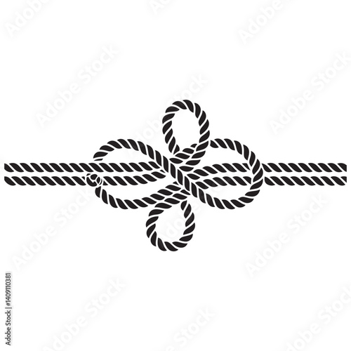 Nautical rope knots Vector Black silhouettes. with white background