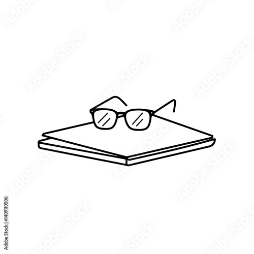 Glasses on a book against a minimalistic background  
