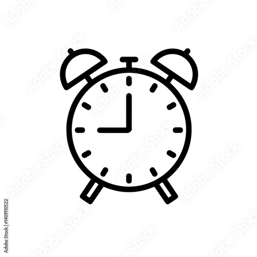 Alarm clock illustration with minimalist design in black and white  