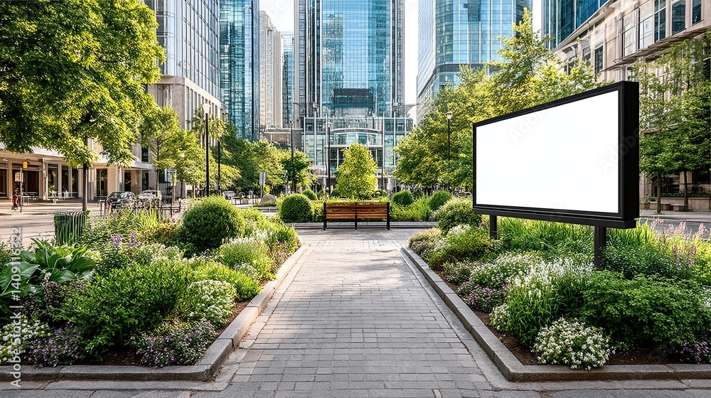 Obraz premium Outdoor billboard mockup on urban street – city outdoor billboard for ad campaign – high-quality outdoor billboard display for modern advertising