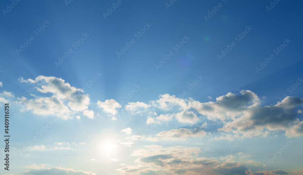 beautiful blue sky with soft white clouds for abstract background