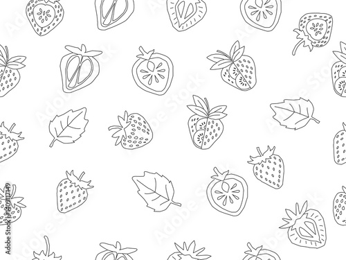 strawberry pattern background. Strawberry slice pattern background. Seamless pattern of red strawberry halves and slices background.