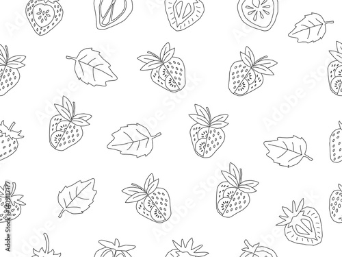 strawberry pattern background. Strawberry slice pattern background. Seamless pattern of red strawberry halves and slices background.