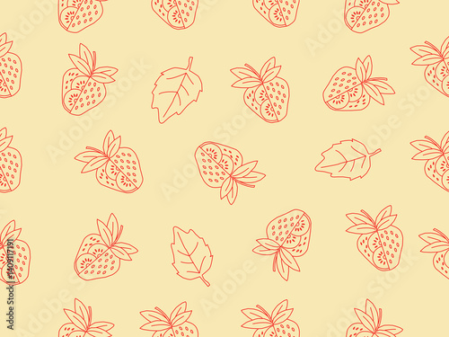 strawberry pattern background. Strawberry slice pattern background. Seamless pattern of red strawberry halves and slices background.