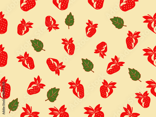 strawberry pattern background. Strawberry slice pattern background. Seamless pattern of red strawberry halves and slices background.