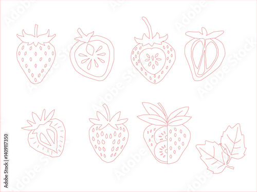 strawberry pattern background. Strawberry slice pattern background. Seamless pattern of red strawberry halves and slices background.