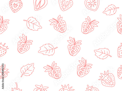strawberry pattern background. Strawberry slice pattern background. Seamless pattern of red strawberry halves and slices background.