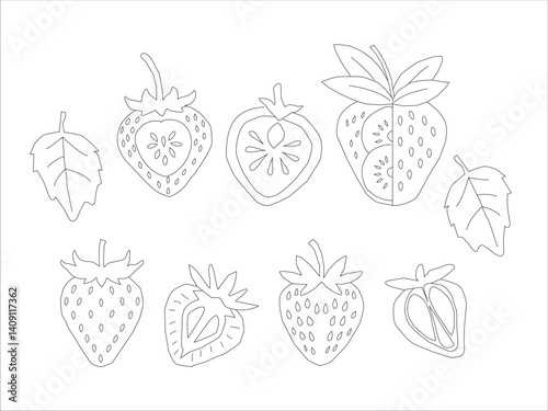 strawberry pattern background. Strawberry slice pattern background. Seamless pattern of red strawberry halves and slices background.