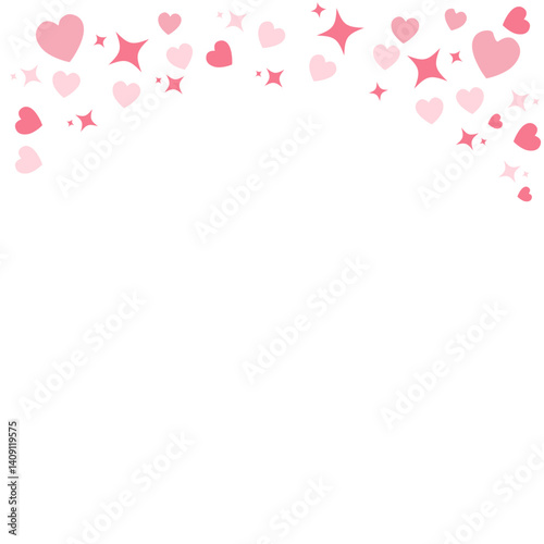 Romantic heart and star decoration border in pink tones. Perfect for Valentine’s Day cards, love-themed invitations, cute backgrounds, and sweet romantic designs or digital artwork.