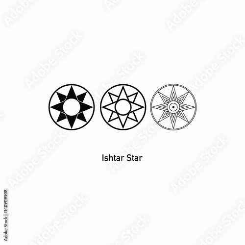 ancient symbol icon Star of Ishtar vector illustration